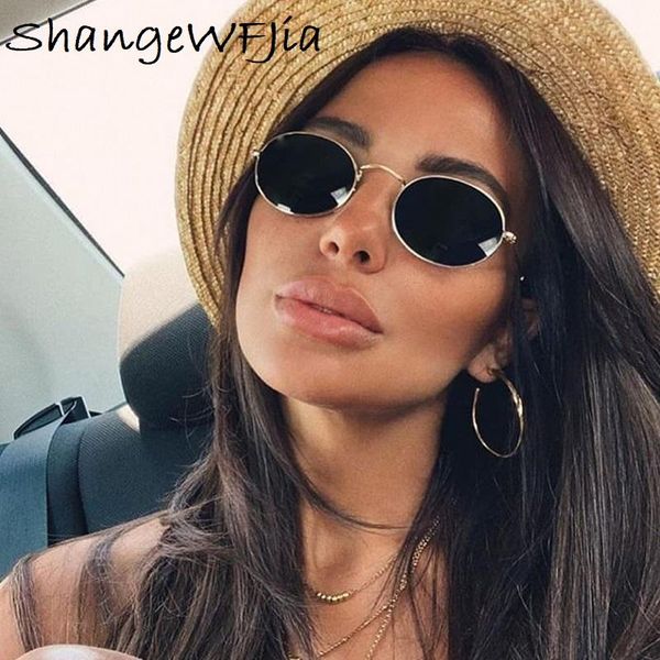 

small oval mirror sunglasses for women luxury 2020 men brand designer eyewear shades ladies alloy sun glasses uv400 eyeglasses, White;black
