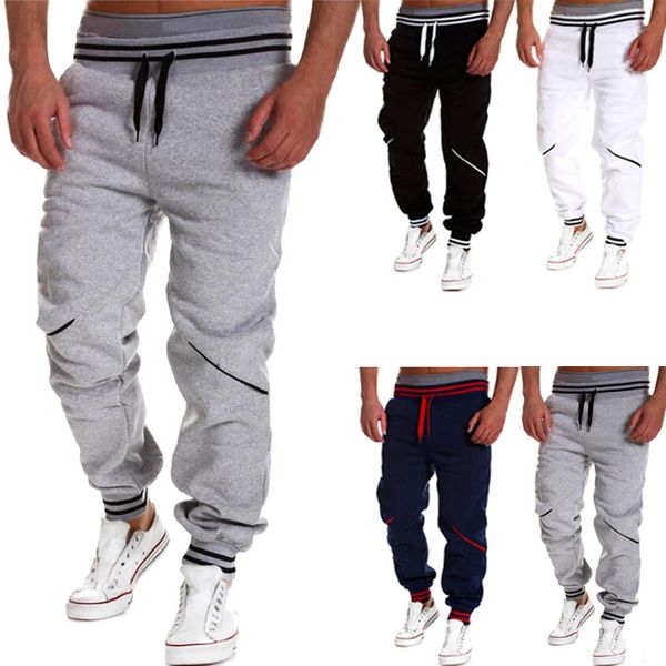 

new casual pants men drawstring elastic waist joggers men sweatpants solid mid waist men trousers streetwear pantalones hombre t200407, Black