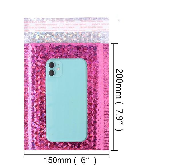 

10шт rose pink laser голографической фольга bubble mailer макияж подарки сумка красочной упаковка bubble mailer проложенная доставка конверт