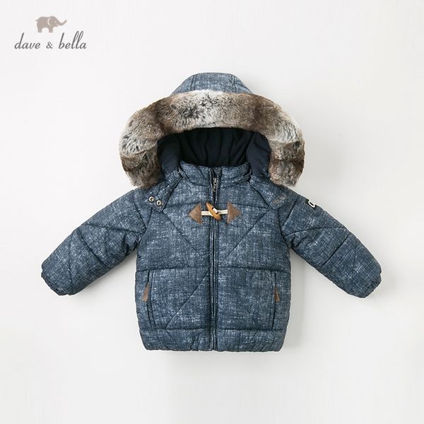 

db11754 dave bella winter baby boy warm jacket children outerwear kids clothing hooded zipper coat y200901, Blue;gray