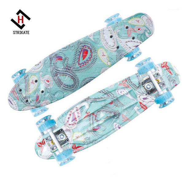 

city run beautifully printing 22inch fishboard children skateboard princess mini skateboard with led wheels1
