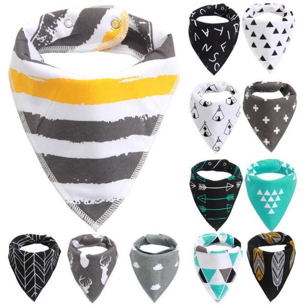 

hair accessories 4pcs/lot baby bandana drool bibs - for boys girls super absorbent teething, Slivery;white