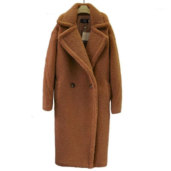 

deat 2019 autumn winter turn-down collar woolen double breasted warm khaki thick overcoat long coat heavy jacket women mf3221, Black