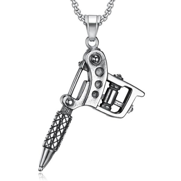 

new silver color gun necklace pistol submachine gun pendant long link chain fashion necklace for men hip hop jewelry