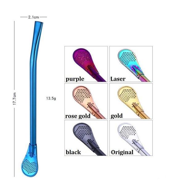 

304 eco-friendly stainless steel stirrer spoon straws multicolour stainless steel spoon drinking tea mate straw gour qylblj five2010