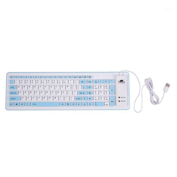 

foldable silicone keyboard usb wired silicon flexible soft waterproof roll up silica gel keyboard for pc lapnotebook(103)1