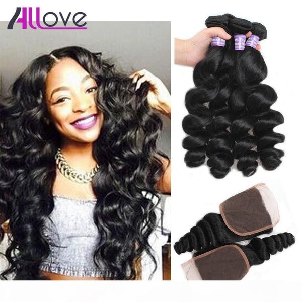 

peruvian hair silky straight virgin hair bundles with lace closure loose wave body wave brazilian human hair weaving deep curly, Black