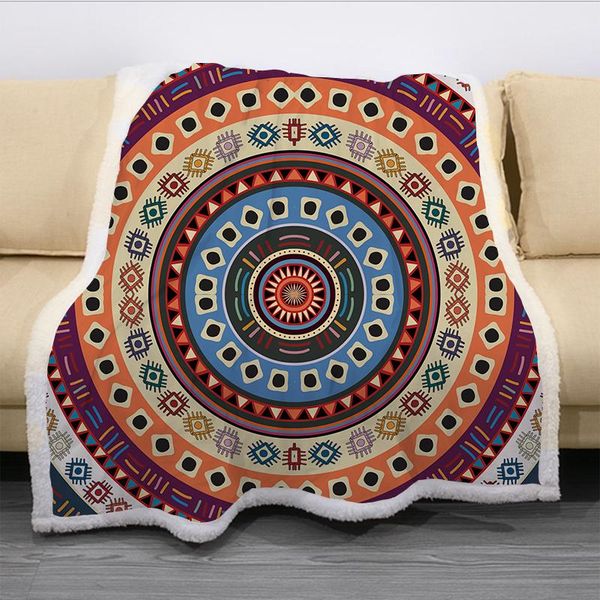 

blankets bohemia ethnic mandala funny character blanket 3d print sherpa on bed home textiles dreamlike style 07