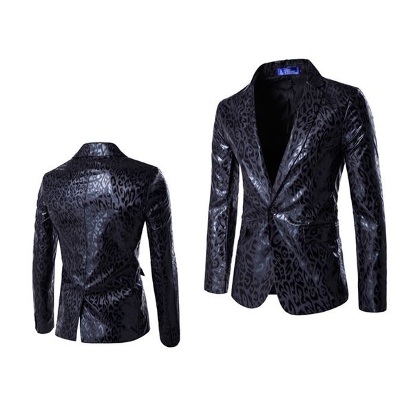 

wholesale- men single button suit casual fashion leopard grain print coat slim suit gentleman wedding youth men party suits, White;black