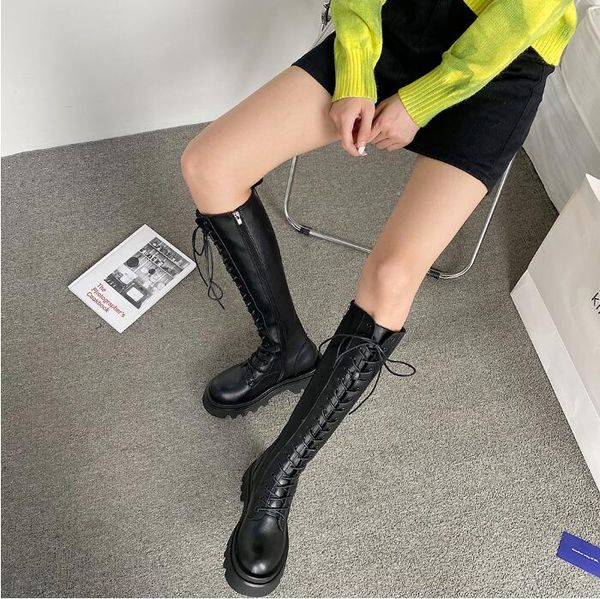 

women boots winter snow booties black increase long tube womens motorcycle boot leather shoes size 35-40 03