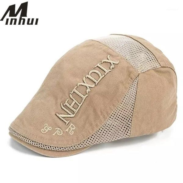 

Minhui Summer Breathable Mesh Beret Cap Men and Women Flat Caps Boina Bone Hats for Men1, Blue;gray