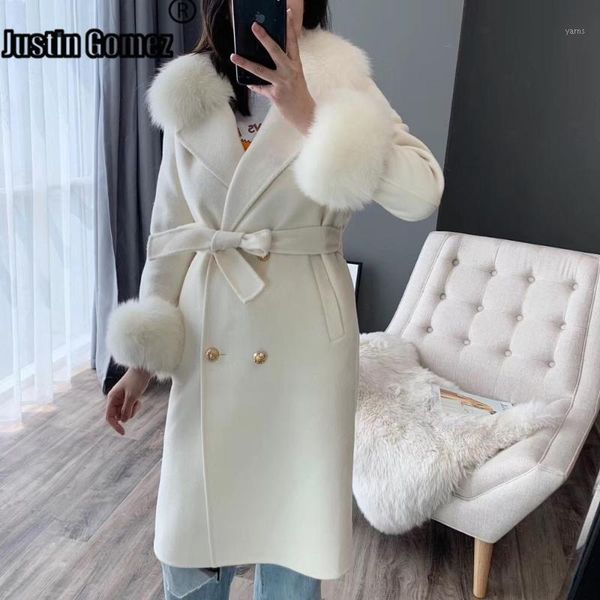

double breasted cashmere wool coat with real fur collar warm thicken women winter coat with belt elegant women fashion1, Black