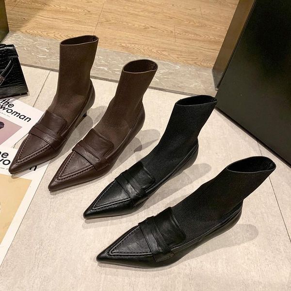 

women's rubber boots shoes luxury designer booties woman 2020 low heel boots-women winter footwear round toe rain black