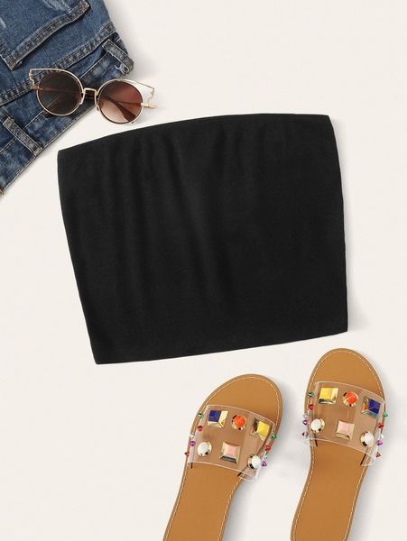 

ribbed cropped tube e3ze#, White