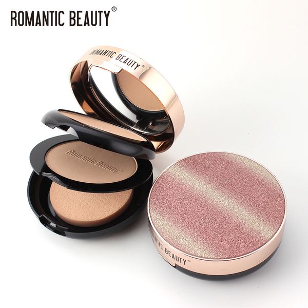 

romantic beauty double layer face powder oil-control brighten concealer makeup pressed powder with puff pressed powder