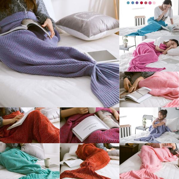 

70*140cm mermaid sofa knit blanket quilt rug cocoon sleeping sack tail blankets dhl 6 ncx1p