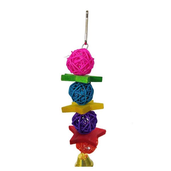

7pcs/set pet parrot hanging toy chewing bite rattan balls grass swing bell bird parakeet cage access qylehl bdesports