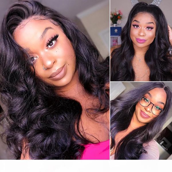 

body wave lace front human hair wigs for black women pre plucked hair brazilian remy hair bleached knots, Black;brown