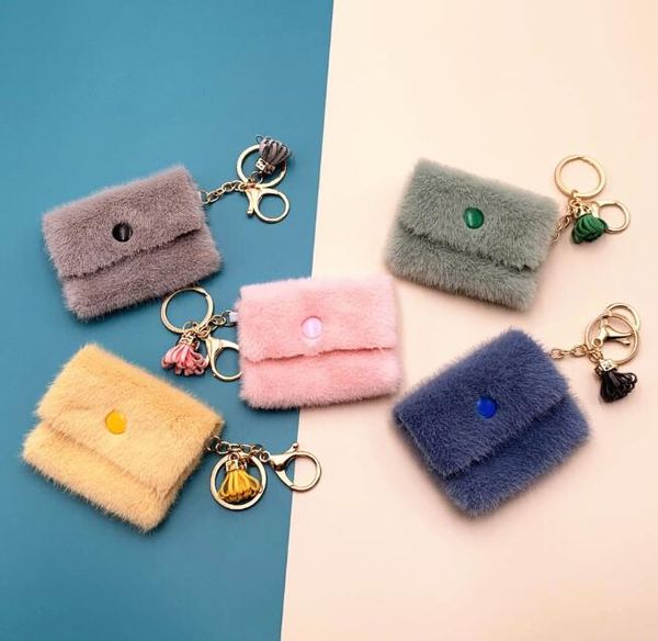 

20pcs coin purses women plush candy color hasp min wallet mix color