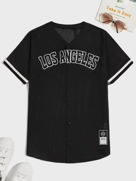 

men letter graphic patched shirt w4lv#, White;black