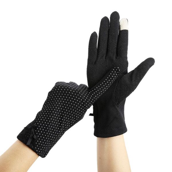 

women lace sunscreen gloves touch screen summer lady stretch anti uv slip resistant bikes driving glove cotton breathable 9336, Blue;gray