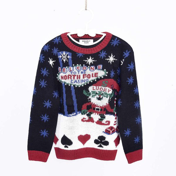 

boy 2020 pullover children's crew neck girl christmas flashing light old man sweater, Blue