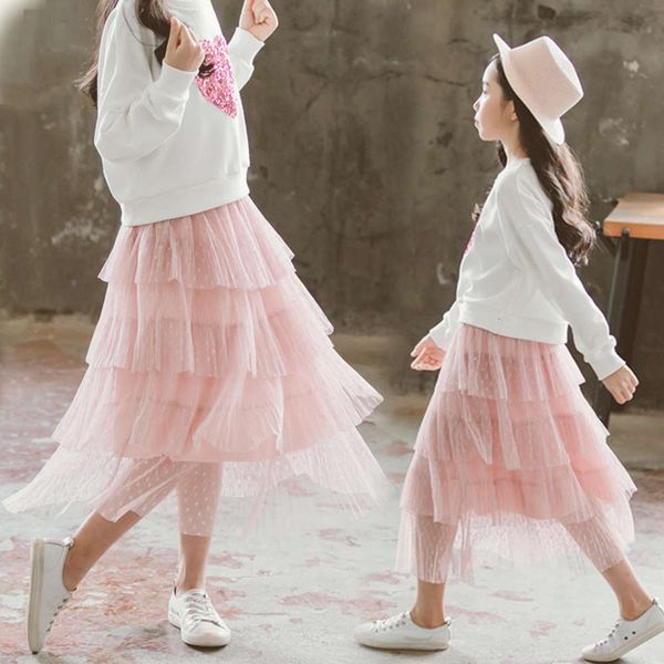 

2020 girl's spring drs new autumn and summer foreign sle children's mh big fairy cake skirt, Blue