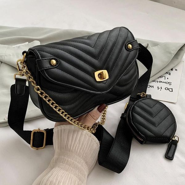 

shoulder bags small pu leather bag for women 2021 purse and handbags female travel crossbody ladies chain sling 2 pcs/set