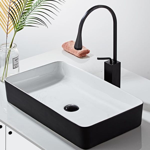 

bathroom sink faucets basin faucet water tap single lever 360 rotation spout moder brass mixer white black