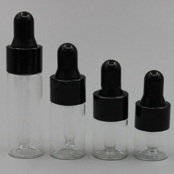 

empty 1ml 2ml 3ml 5ml clear glass dropper bottle mini glass essential oil bottle with hose glass vial