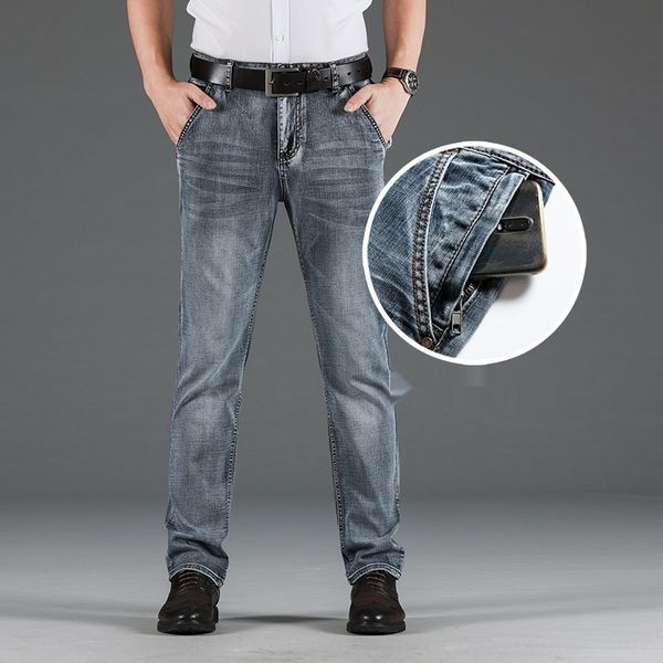 

ugixm 2020 autumn new jeans fashion and jeanstrousers and men's trendy elastic straight pants anti-theft bag trendy jeans jeansmen&#039, Blue