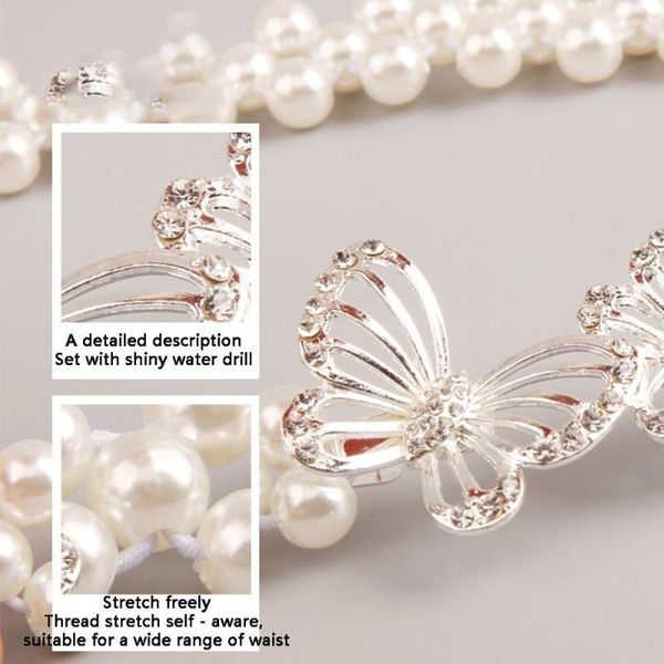 

новый 2021 эластичная цепочка талии женский дикий модный горный хрусталь жемчужный пояс, Black;brown