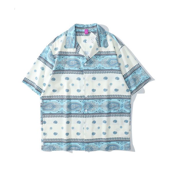 

male 2021 kiryaquy new tie dye blue west coast bloods fashion cotton pocket shirts d25 ecku, White;black