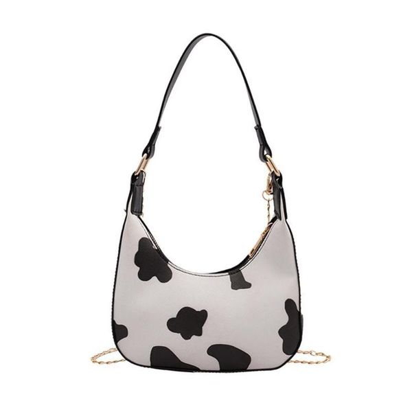 

cow pattern crescent shape design shoulder bags for women small travel body purse bag 2020 handbags cute cross baguette new o6f3