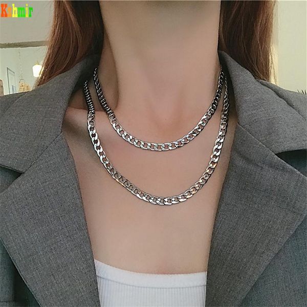 

kshmir 2020 преувеличенные ожерелья хип-хоп мужские цепи цепи ключицы женщины подвесные аксессуары цепи цепь ключа цепь женщина, Silver