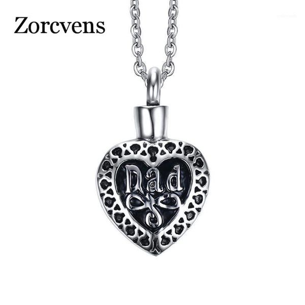 

pendant necklaces modyle dad memorial cremation ashes urn heart for women men necklace stainless steel jewelry1, Silver