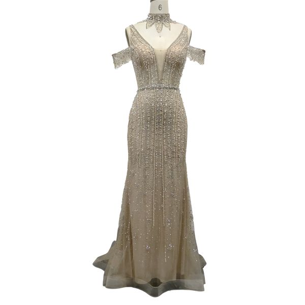 

high-end banquet new elegant sleeve-hanging nail bead evening gown temperament high-end atmospheric long dress slimming women, Black;red