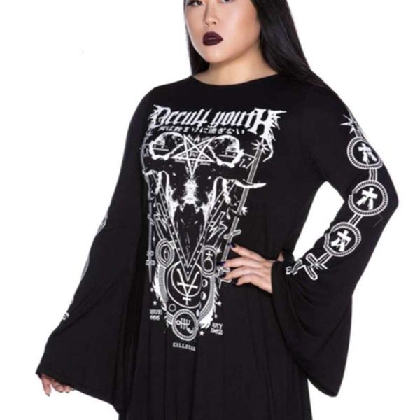 

large selling women's 2021 print dark dress, Black;gray