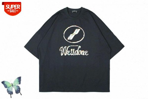 

well done fashion 3d printing t shirt men women cotton t-shirt welldone high street washed t-shirts fast shipping #cc3j, White;black