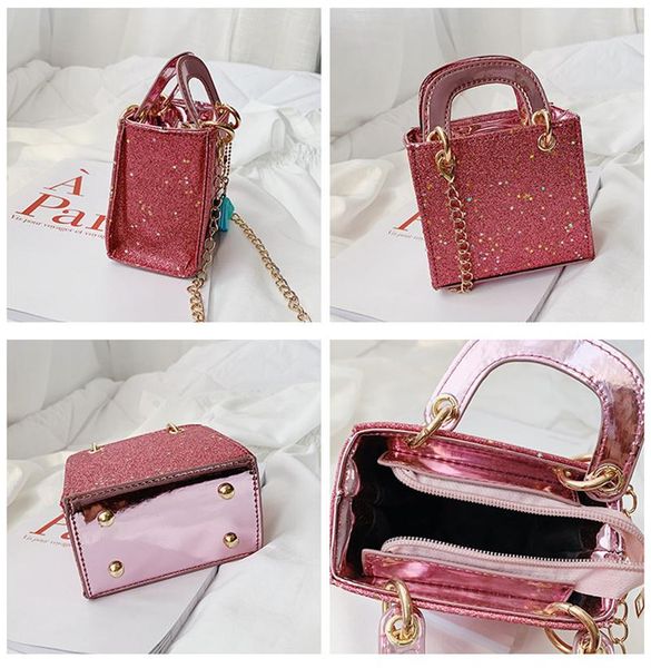 

xmy kids sequin bags pu mini handbag glitter baby girls one shoulder bags message bag coin purse children gifts, Black