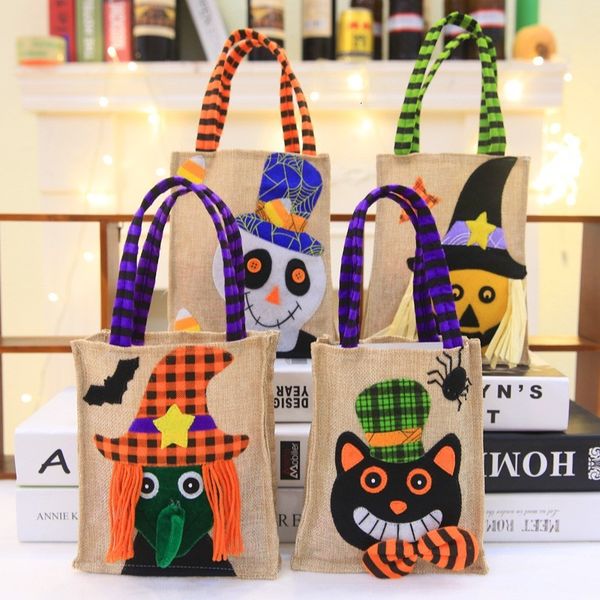 

party children's square pumpkin cute tote halloween dress up linen candy gift bag decoration props