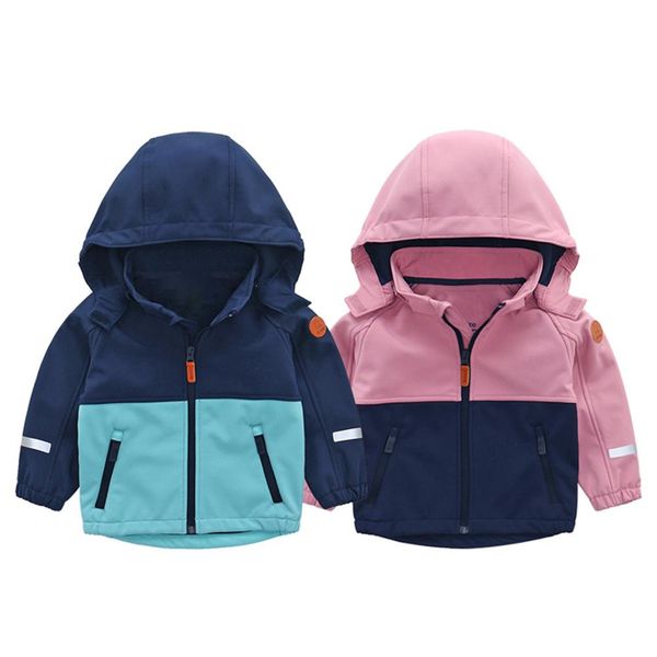 

honeyking baby clothes fashion spring autumn children's outwear windproof waterproof hooded warm coat jacket for girls and boys lj20112, Blue;gray