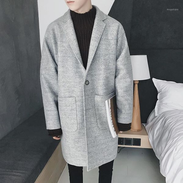 

casual loose trench korean style fashion long sleeve cardigan autumn oversized trench moda hombre men's clothing db60fy1, Tan;black