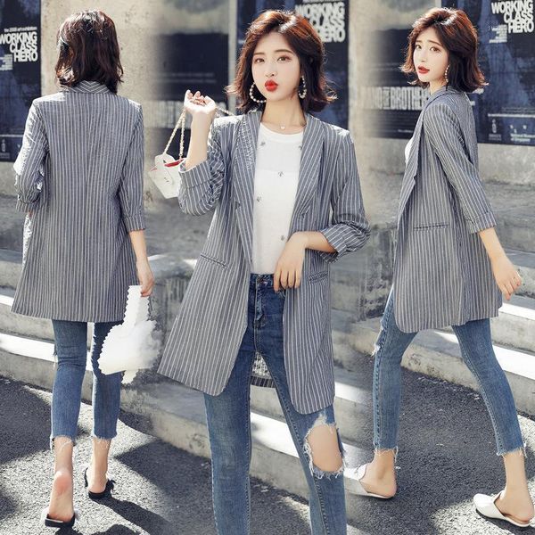 

gray stripes small suit coat women's 2020 spring/autumn clothing new style women's coat graceful leisure suit1, Black;brown