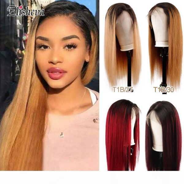 

glueless lace front human hair wigs colors ombre honey blonde burgundy 99j straight lace front wig bleached knots malaysian remy, Black;brown