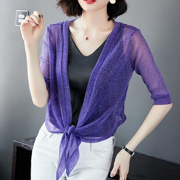 

women summer kimono cardigan sunproof beach lace chiffon sunscreen outwear casual 1/2 sleeve shirt cardigan sunproof camisa, White