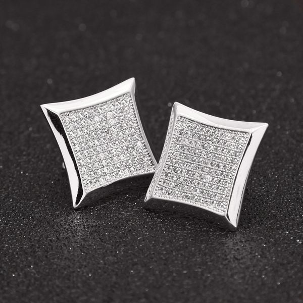 

diamond cubic zirconia exaggerated copper stud earrings for men women fashion luxury designer hip hop jewelry silver gold, Golden;silver