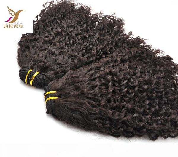 

transportation virgin brazilian kinky curly hair extension 1pcs 100g double weft hair weave 100% human remy hair, Black