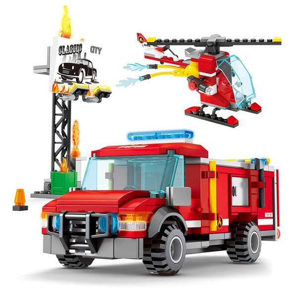 

sembo 317pcs огонь боевые серии грузовики автомобильный вертолет строительные блоки совместимый город пожарные цифры детские игрушки подарок
