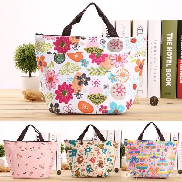 

outdoor camping aluminum foil insulated lunch handbag large capacity portable waterproof food bags oxford cloth print lunch bag vt1558 t03